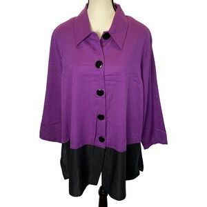 Vintage 90's Button Front Tunic Blouse Top Women Size 20 Colorblock Retro Mod